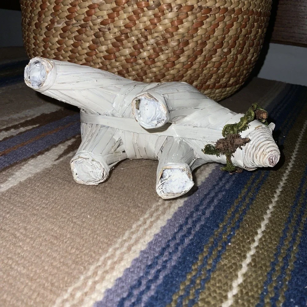 Vintage Crate & Barrel Christmas Ornament Handmade Paper Mache Polar Bear